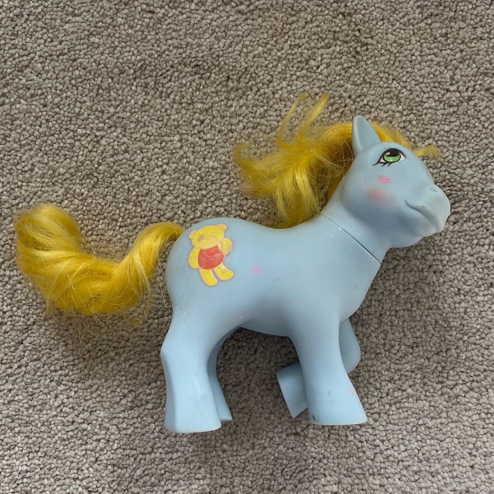 Vintage 1986 My Little Pony Cuddles Magic Message Blue Yellow